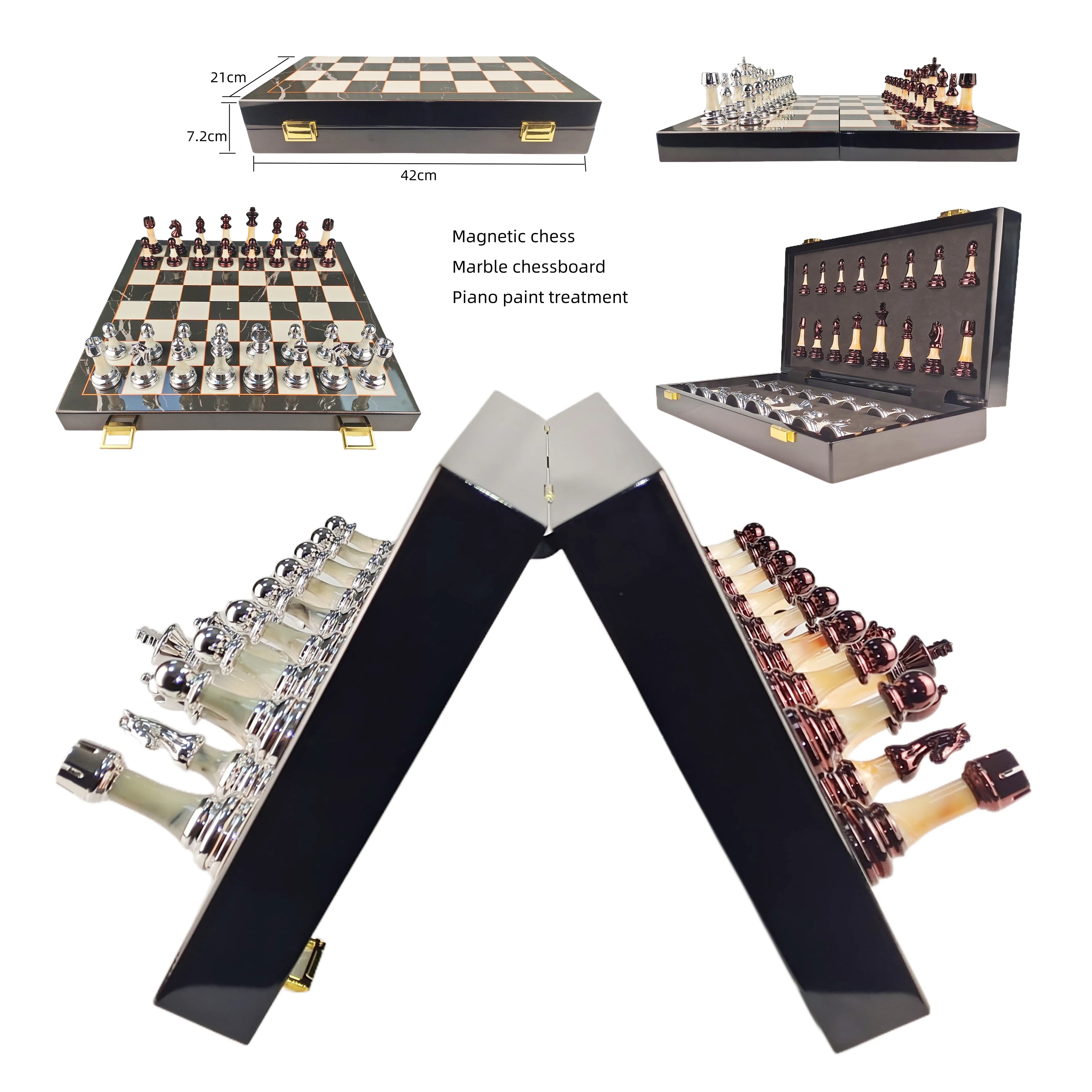 New Luxury Handmade Wooden Chess Box Children's Magnetic Marble Suit Set Indoor Elegant Board Game
