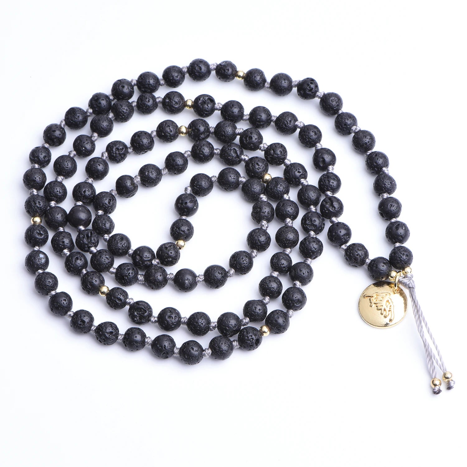 Wholesale 108 Lava Gemstones Beaded Mala Necklace Black Obsidian Necklace for Men and Women