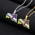Enameled Central African Republic Map Chain Necklaces Stainless Steel 18K Gold Plated Enamel National Flag Map Pendant Necklace