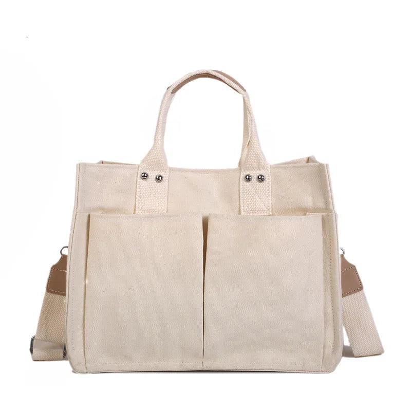 Custom Logo Women Fashion Cotton Canvas Crossbody Tote Bag Portable Recycle Casual Shoulder Work Outdoor Activities Bag