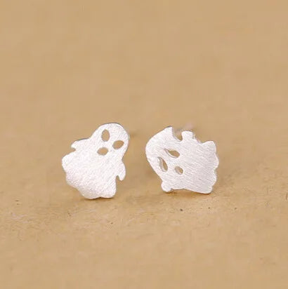 Elegant 925 Sterling Silver Ghost Stud Earrings for Women Gold Rhodium Plated Cute for Wedding Engagement Party Perfect Gift