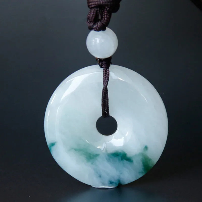 Grade a Wholesale Ice Jadeite Peace Buckle Charm Fashionable Flower Necklace Pendant with Safety Buckle for Men and Women