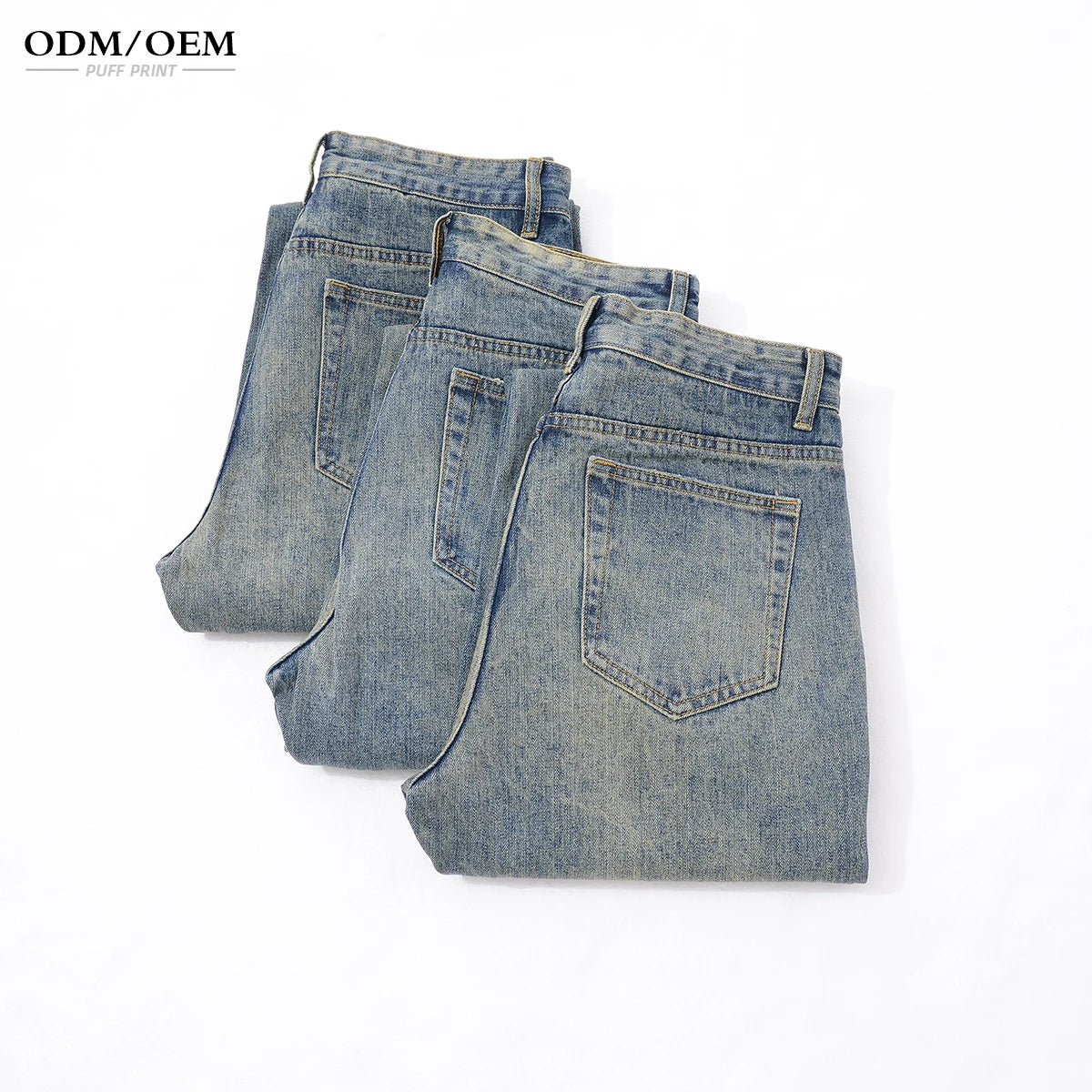 New Vintage Straight Breathable Solid Mens Jeans Custom Logo Autumn Spring