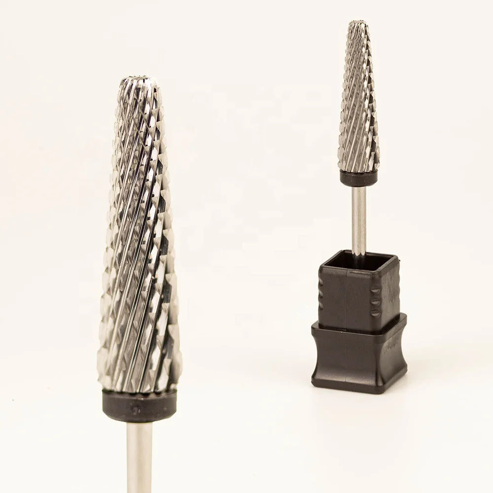 3/32" XC Wholesale Electric Safety E File Tungsten Super Long Tapered 5 in 1 Carbide Nail Drill Bits Cross Cut in Storage