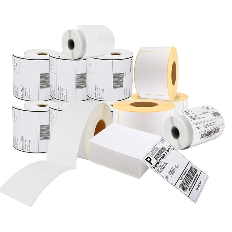 8.5 X 5.5/4 X 6 Custom Printed Paper Sticker Logo Half Adhesive Shipping Label Sold As Set