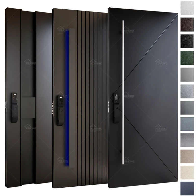 European Luxury Entrance Door Cast Aluminium Security Doors for House Modern Residential Pivot Metal Front Exterior Doors