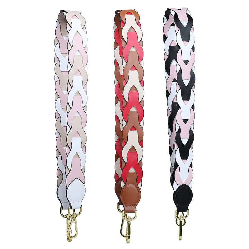 Deepeel ZP034 4CM Leather Strap Purse Accessories Braided Colorful Wide Shoulder Strap Bag Strap Woven