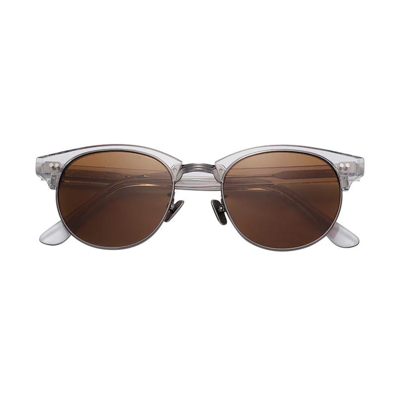 Handmade Retro Mazzucchelli Sunglasses with Transparent Acetate Frame and Polarized Lenses Custom Logo Comfortable Fit