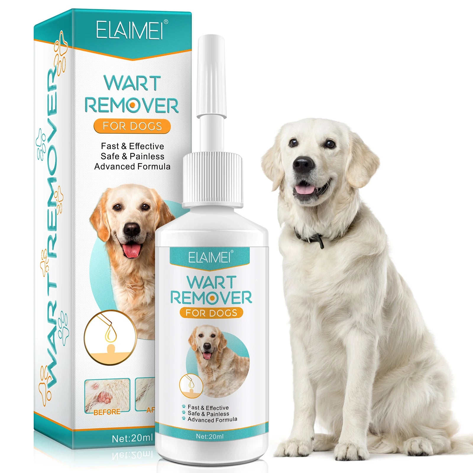 ELAIMEI Private Label Pet Care Safe Painless Dog Wart Remover Corns Callus Papillomas Skin Tag Wart Removal Liquid Drop for Dogs