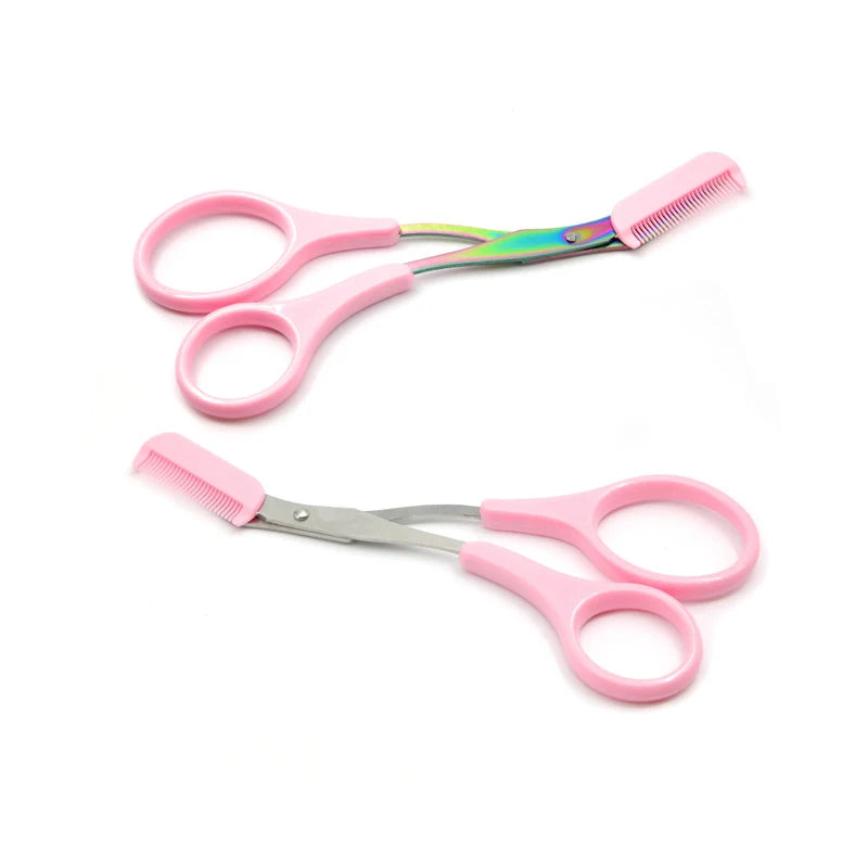 Custom Logo Eyebrow Cutting Matte Black Stainless Steel Eyebrow Scissor Set With Comb