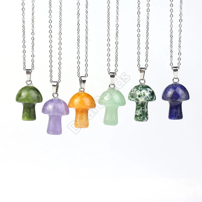 Natural Mushroom Crystals Pendant and Charm Mushroom Stone Gemstone Pendants Charms for NECKLACES Jewelry Making