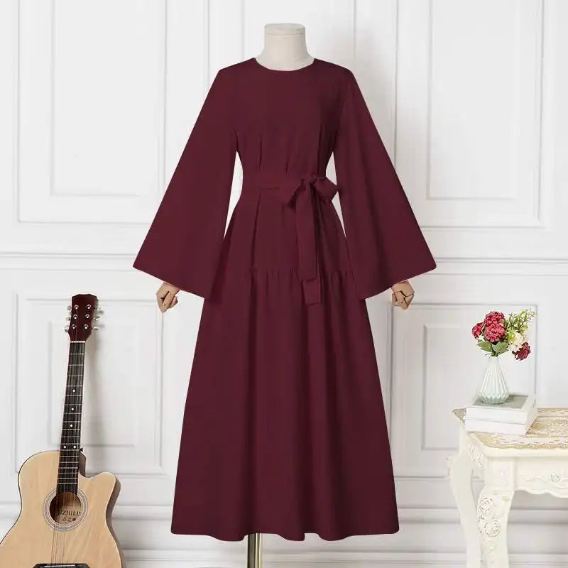 2024 Eid Abaya Dubai Turkey Solid Color Simple Modest Kaftan Islamic Clothing Abaya Muslim Dresses for Women