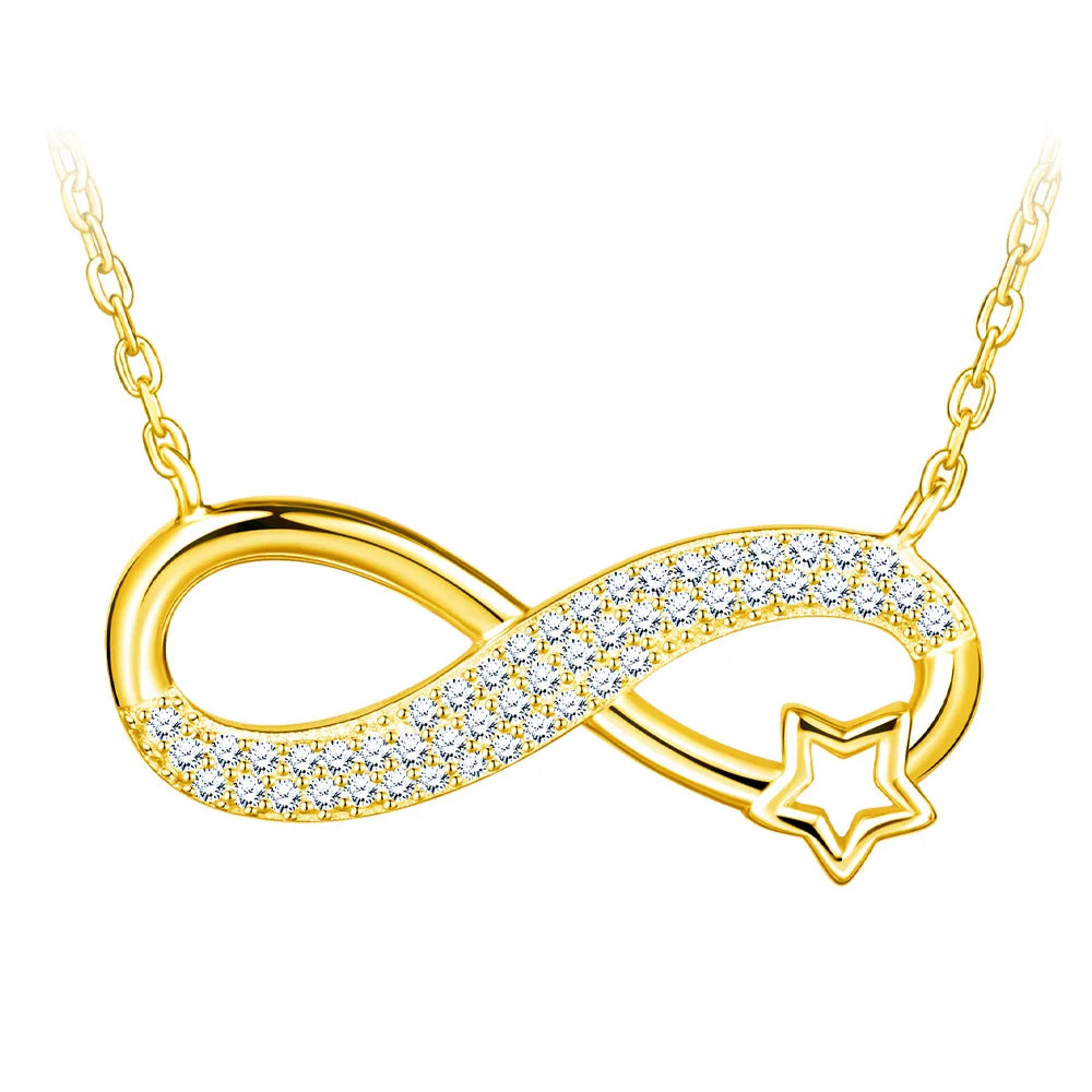 925 Silver Zircon Stone Minimalist Infinity Symbol Hollow Star Pure Silver Necklace Summer Necklace