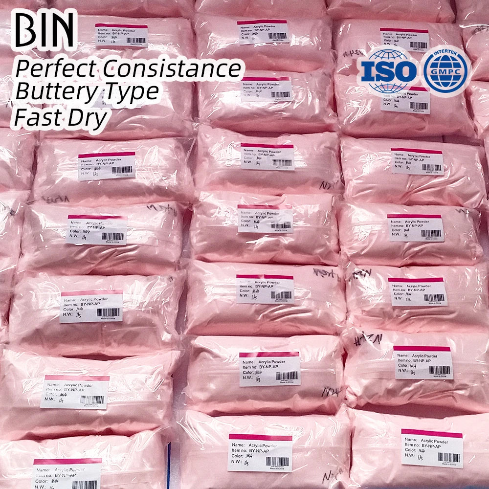 BIN Hot Selling 1KG Packing Wholesale No Marbling Cover Acrylic Powder Nail Powder Ema Buttery Acrylic Powder for Nail Shop