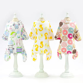 Summer Small Dog Cat Pyjamas Outfits Teddy Printed Tshirt Soft Pet Clothes Shirt Pijama Perro Dog Jumpsuit Cotton Pet Dog Pajama