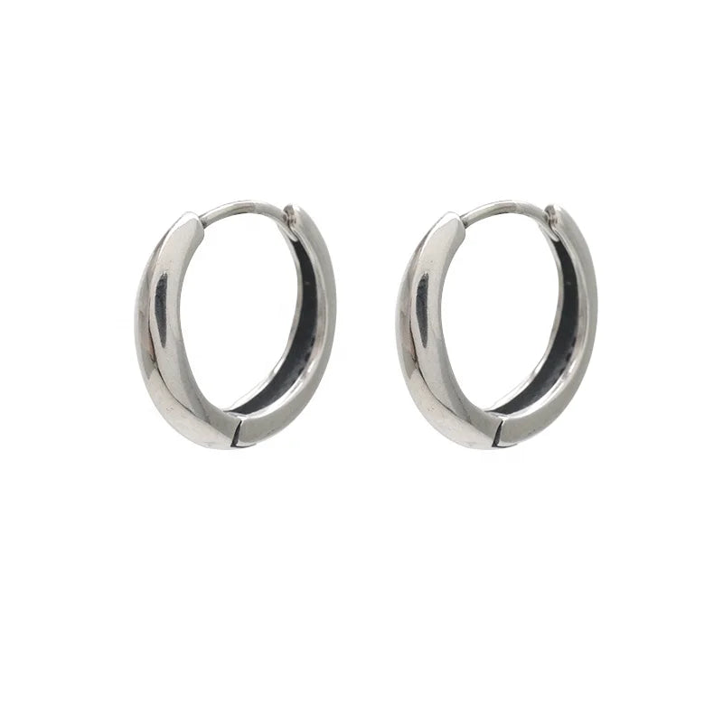 Plain Round Earring Circle 925 Sterling Silver Hoop huggies Earring