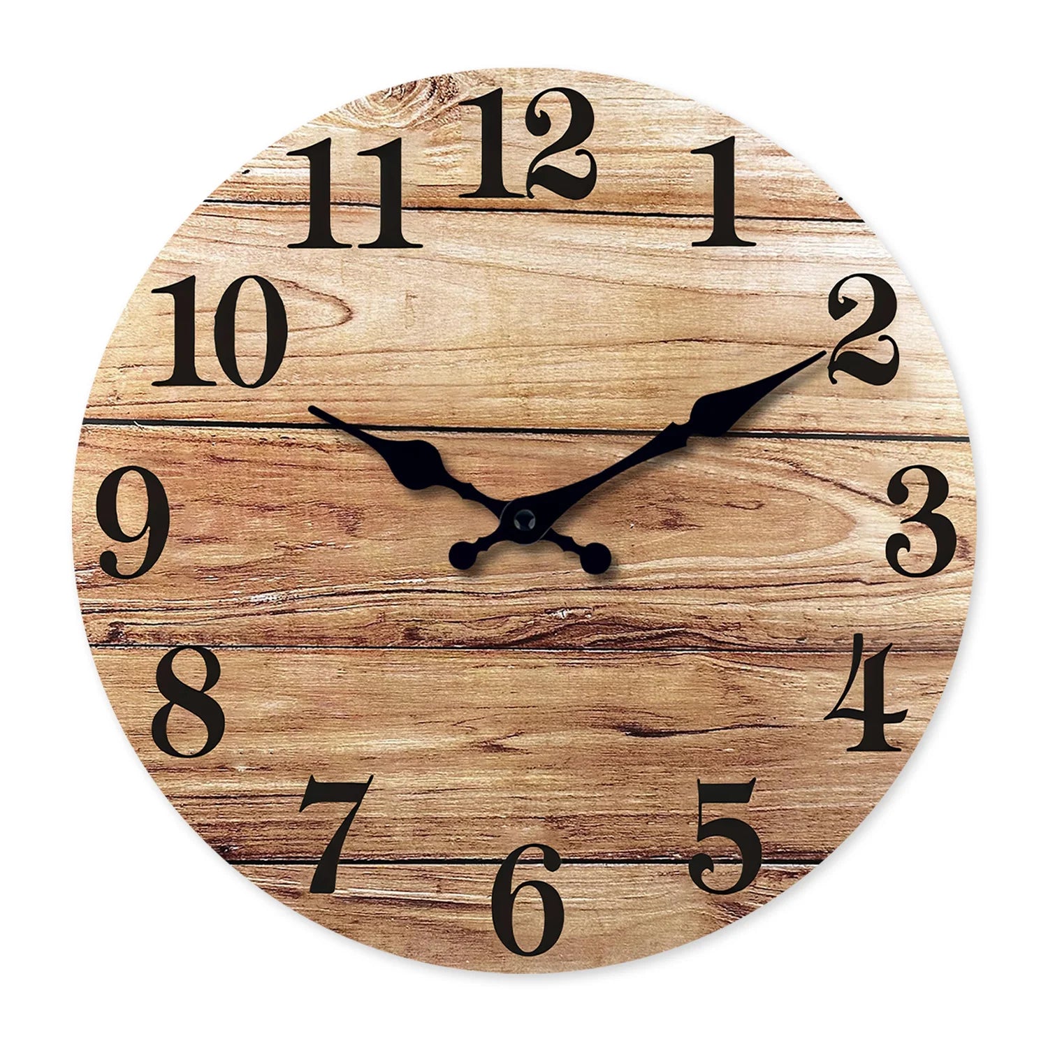 Customizable 12-inch Quartz Wall Clock Frameless Wooden Silent MDF Rustic Single Face Needle for Living Room Birthday Gift
