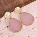 Trendy Luxury Gold Rose Quartz Dangle Stud Earrings for Women Lady Girl Boho Natural Stones Drop Earrings Jewelry Wholesale