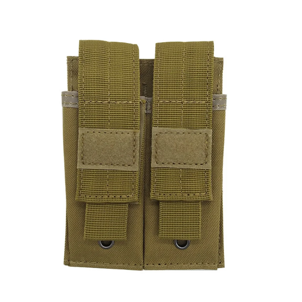 Premium Tactical 9mm Double Magazine Pouch MOLLE Belt Attachment with Flashlight Holder Heavy Duty Mag Holster