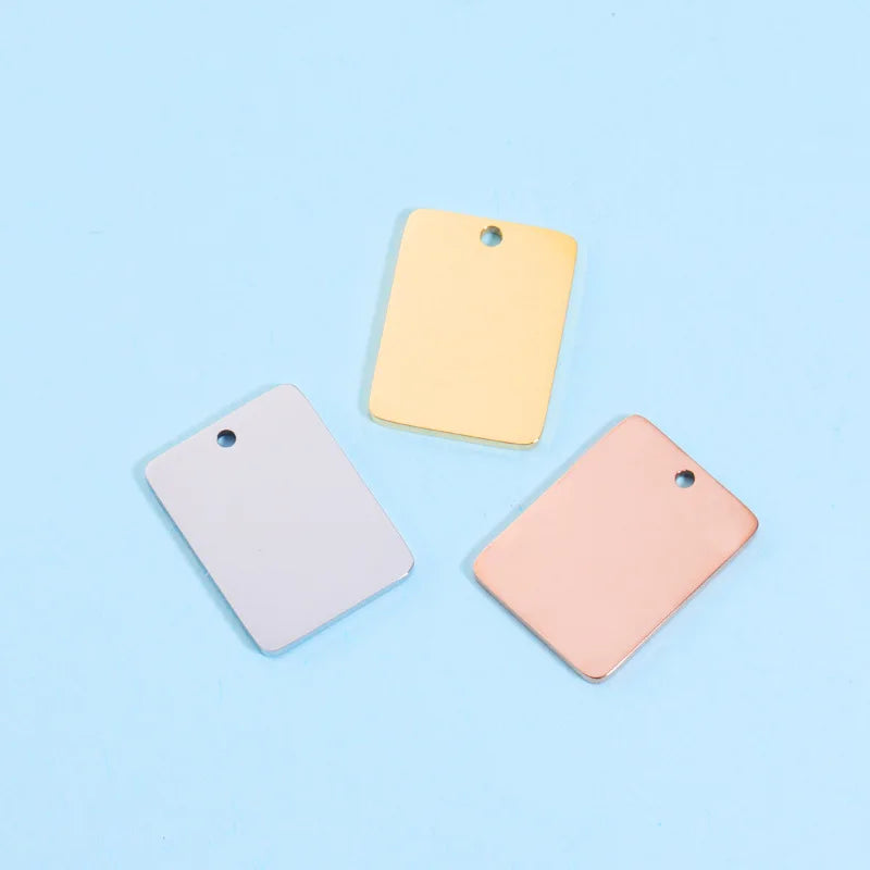 New 15x20mm Smooth Polished Rectangular Blank Pendants for DIY Jewelry Making Stainless Steel Tag Charms