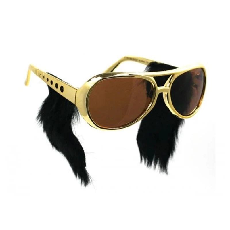 Free Shipping Hot Sell Gold Frame Classic Glasses with Sideburns Costume Sunglasses