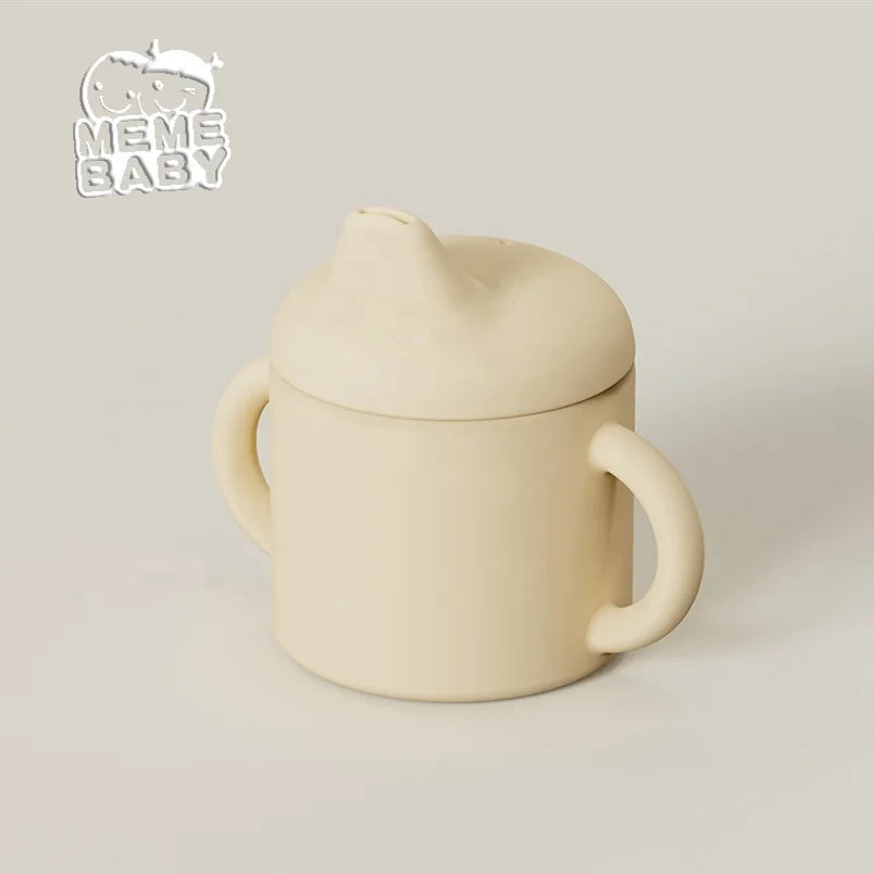BPA Free Baby Silicone Natural Spout Cup Dishes Set Infant First Food Baby Shower Gift Baby Silicone Cup