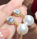 E1768 11-12mm DIY Natural Freshwater Pearl Charm Earrings Mounting Accessory 925 Sterling Silver Gold Plated  Jewelry for Women