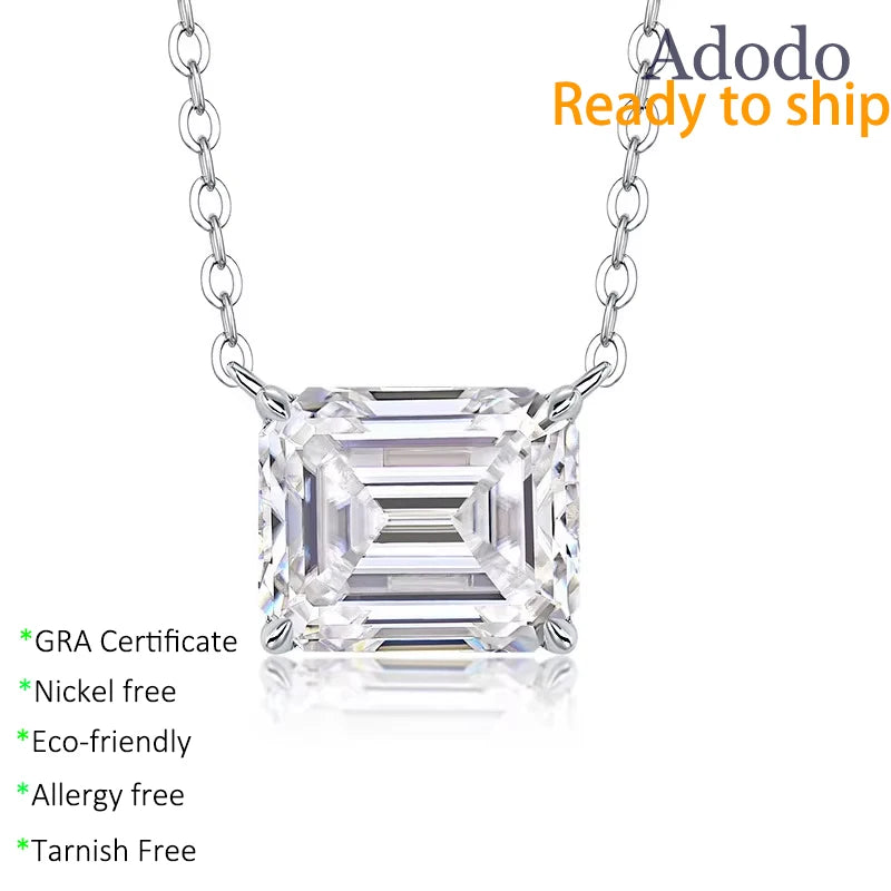 Wholesale 9*11MM Emerald Cut VVS1 GRA Moissanite Jewelry Fine S925 Sterling Silver Chokers Necklaces for Women