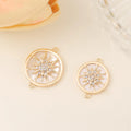 Diy Designer Shell Round Brass Pendant Bracelet Making Accessories Necklace Earrings Jewelry Findings Double Hook Charms Pendant