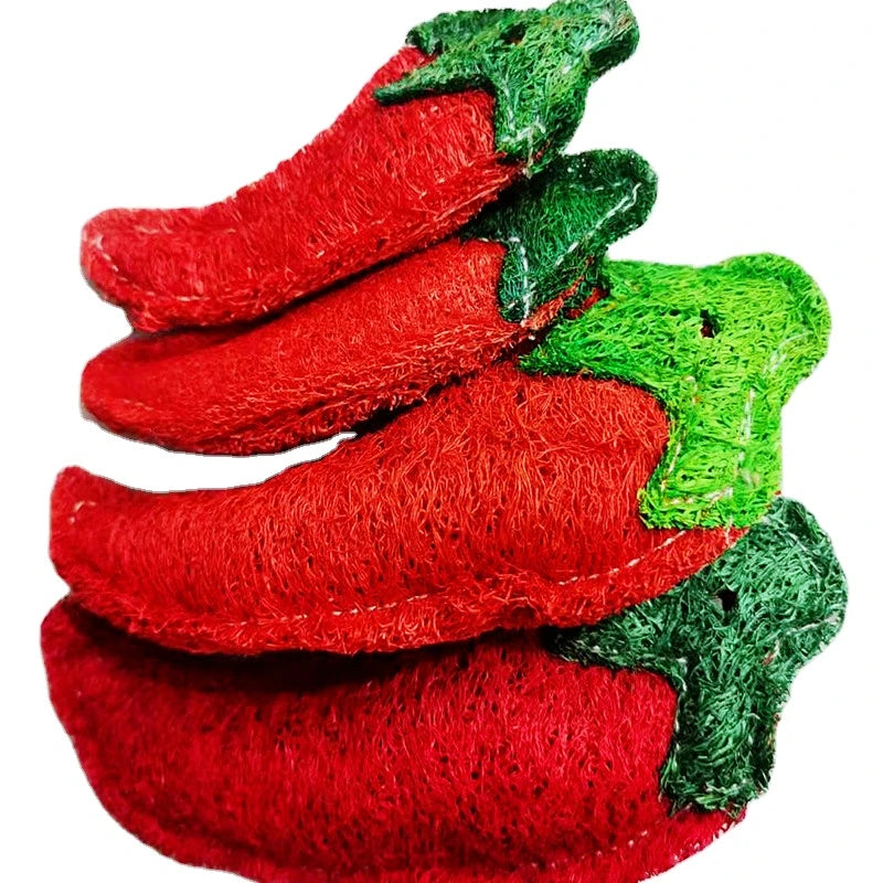 100% Natural Eco-Friendly Edible Loofah Red Pepper Small Pet Supplies for Bite Teeth Grinding and Brushing