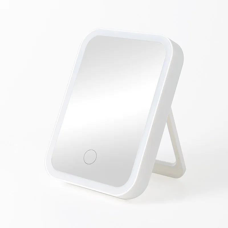 Wholesale Rechargeable LED Light Touch Makeup Mirror Light Folding Vanity Mirror Portable Square Cosmetic Mirrors