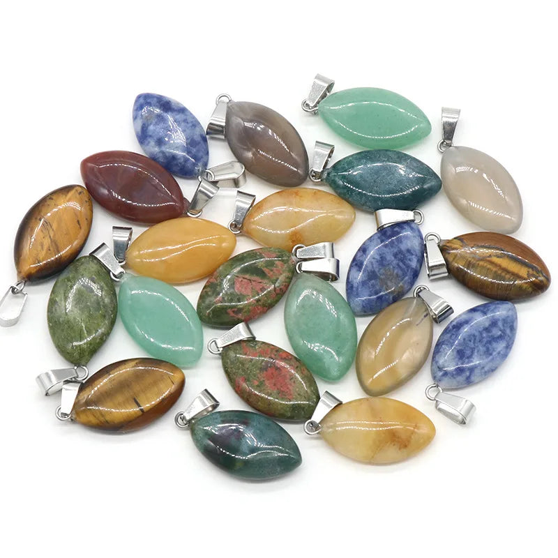 Trendy Jewelry Making Charms Natural Stone Agate Obsidian Opal Turquoise Crystal Horse Eye Yellow Jade Pendant