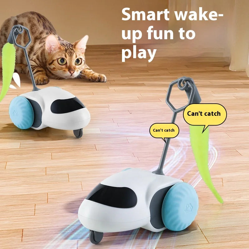 Interactive Electric Cat Toy Simple Fashionable Silicone Pet Runner Feather Fun Stick Relieves Boredom Small Size 5cm Box Packed