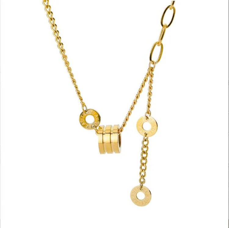 Lady's Stainless Steel Charm Necklace Imitation Pearl Light Luxury Small Easy-to-Wear Gold Plated Collarbone Butterfly Shape