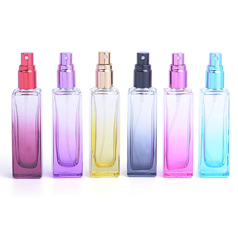 Gradient Colorful Women Travel 20ml Clear Square Luxury Glass Spray Bottle Perfume
