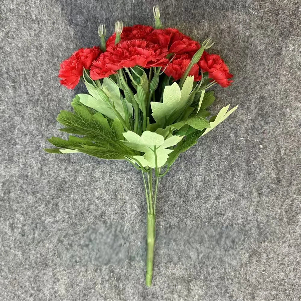 Artificial Carnations Bulk Red Silk Carnations Faux Bushes with Stems for Cemetery Wedding Bouquets Home DIY Party Decoration