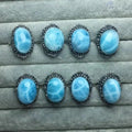 Hot Selling Natural Crystal Rings High Quality Natural Larimar With S925 Sliver Rings for Health
