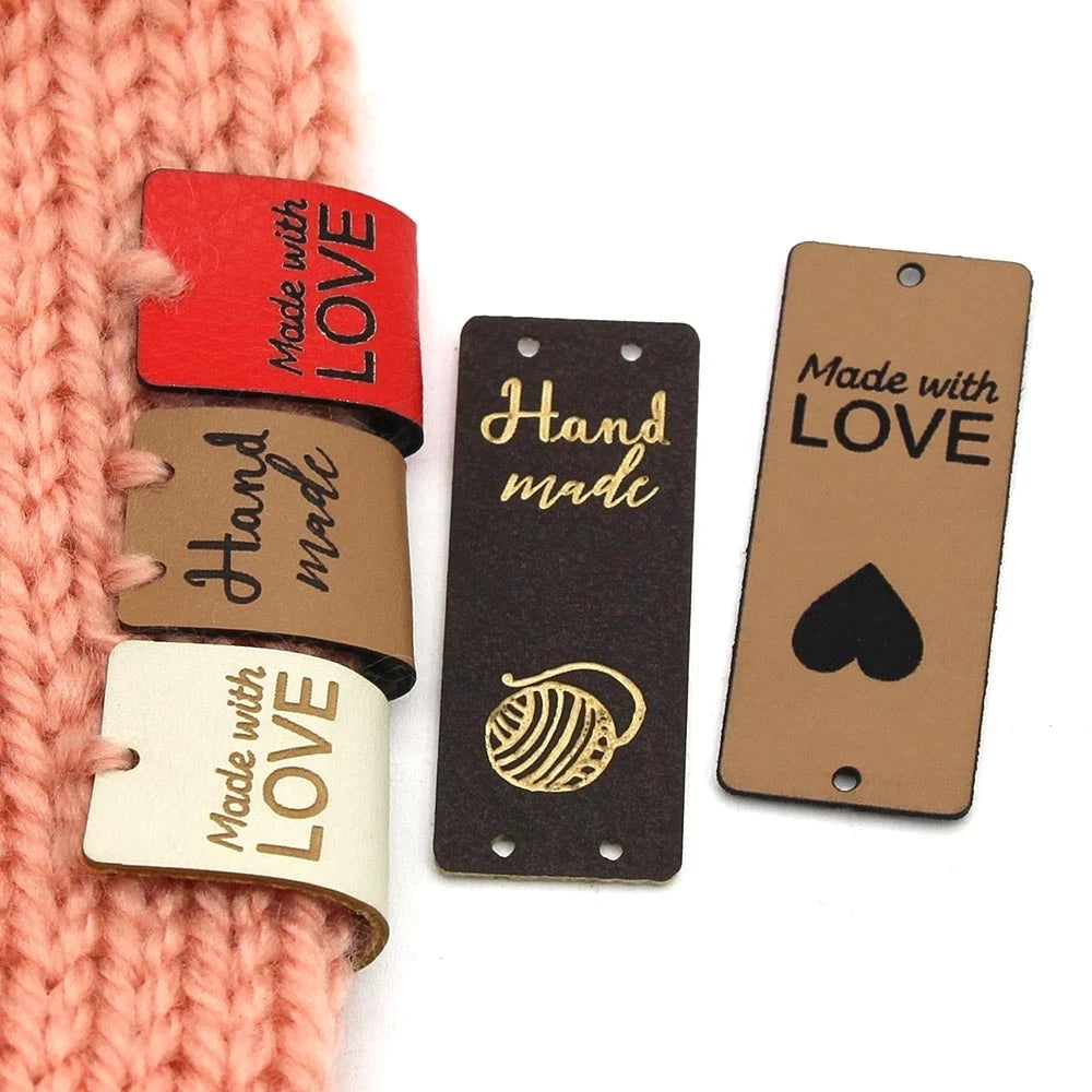 Custom Brand Logo PU Leather Labels Patches Sewing Clothes Label Tags for Jeans Hats Clothes