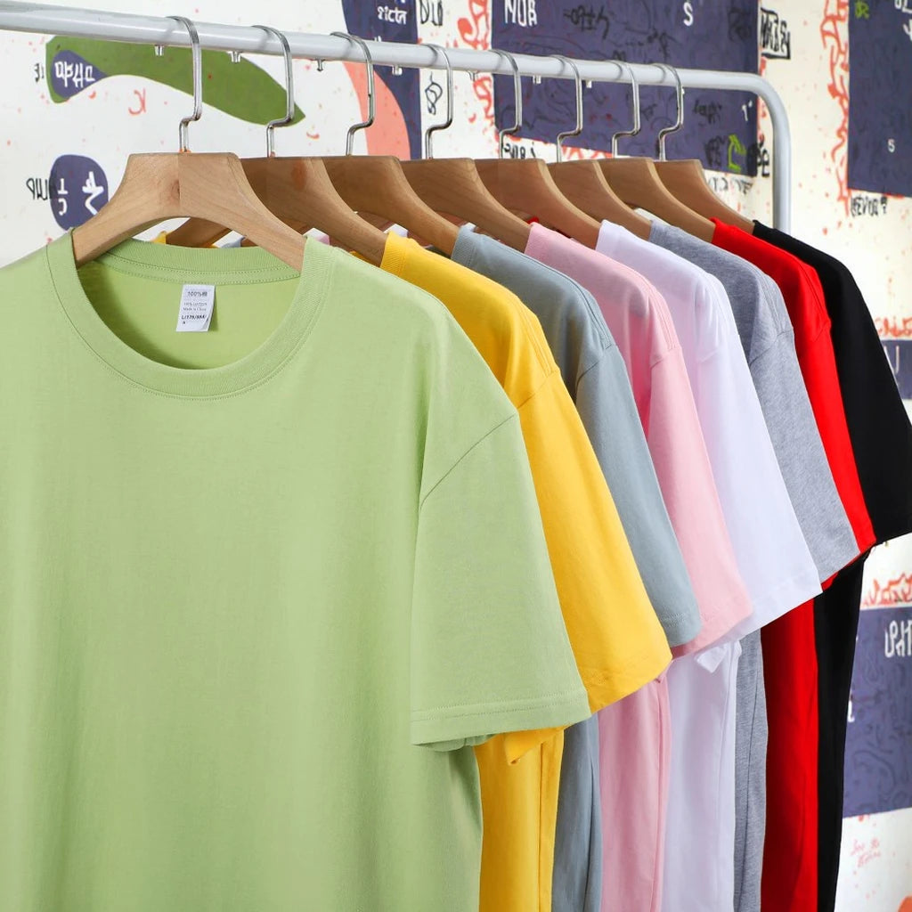 Unisex High Quality Cotton T-Shirt Casual Short Sleeve Regular Fit Drop Shoulder Screen Printed Fitness 100% Knitted Cotton