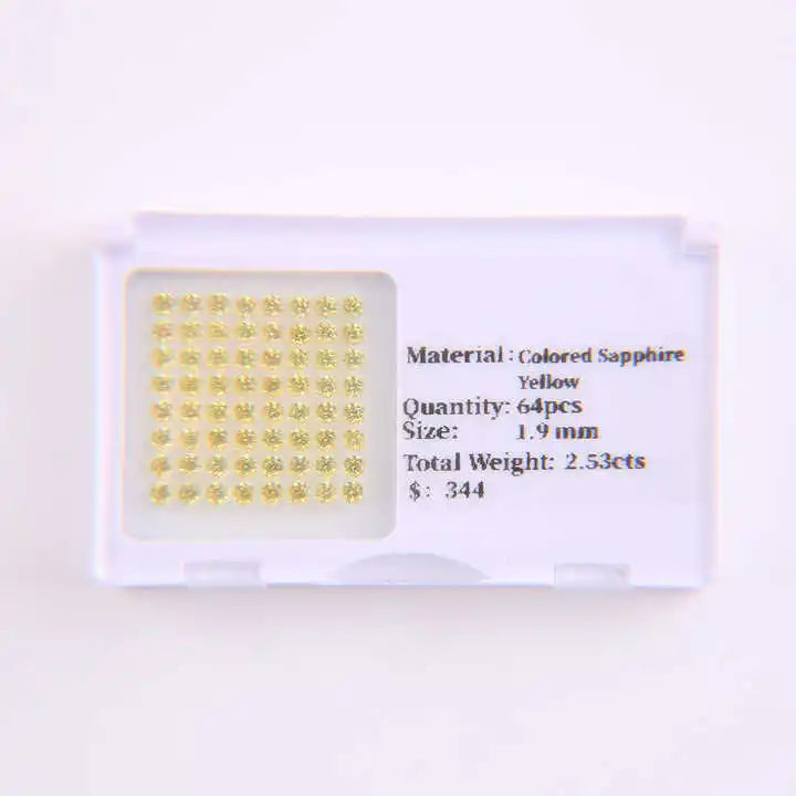VOAINO 1.9 mm 2.53 Cts 64 Piece Melee Colored Round Yellow Sapphire Gemstones Beads for Jewellery Making