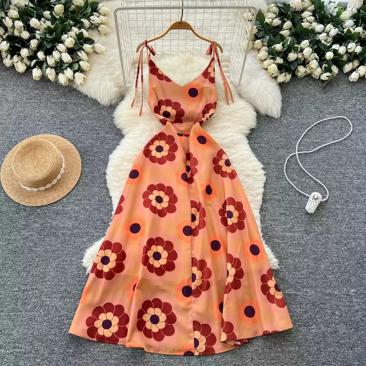 Bohemian Holiday Dress Women's Design Sense Temperament Print Halter Dress