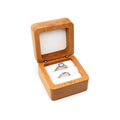 Custom Logo Velvet Lining Square Double Slots Proposal Engagement Wedding Beech Wood Ring Box MegaBDM