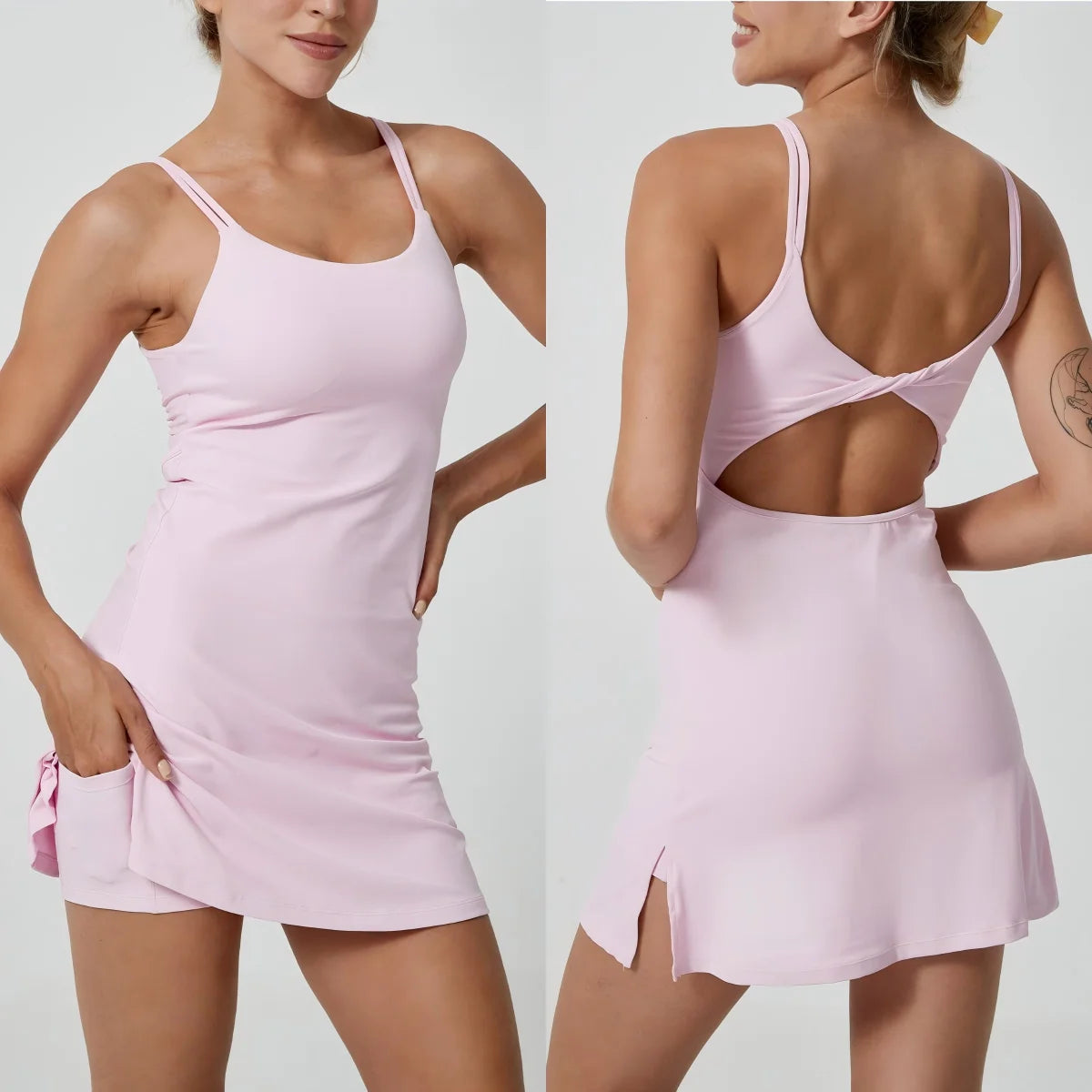 Fashionable Quick Dry Breathable Sportswear Sleeveless Skirts Tennis Dress Women Active Workout Tennis Wear