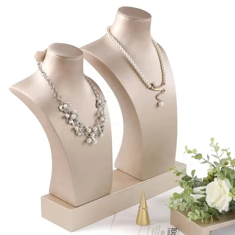 DOC Wholesale Custom Gold Leather Counter Shop Exhibitor Leather Necklace Bust