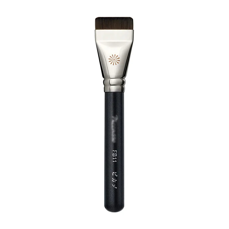 Custom Silver Kabuki Pro Mask Foundation Liquid Powder Makeup Brush Aluminum Handle Facial Concealer Brush Flat Makeup Brush