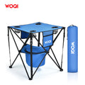 WOQI Portable Folding Tailgate Table 4 Cup Holders Camping Table With Food Basket Insulated Cooler