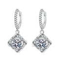 925 Silver Premium Moissanite Charm Earrings Classic Luxury Jewelry for Women's Elegant Geometric Design