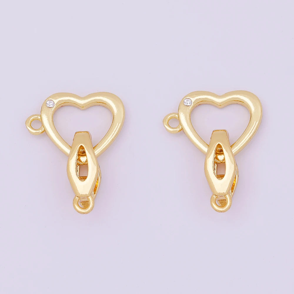 Brass 18K Gold Plated Brass Clasp Necklace Connecting Buckle Closing Clasp Not Rust Not Allergic Zircon Heart Clasp