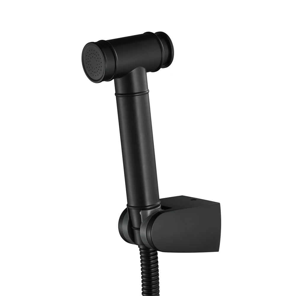 Push Button Switch Bidet Sprayer Black Bidet Kit with Stainless Steel Hose
