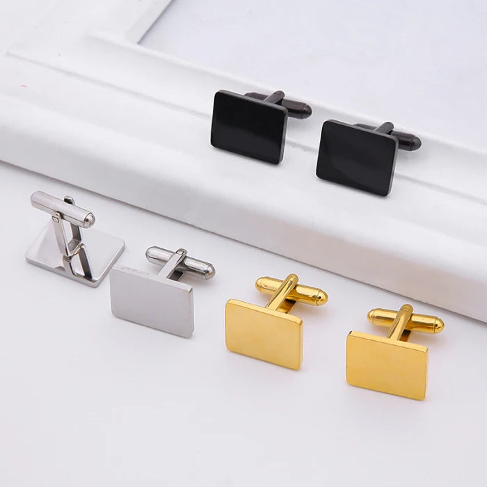 2pcs Personalized Name Cufflinks DIY Blank Customized Stainless Steel Rectangle Cufflinks for Business Wedding Men Gift Sale